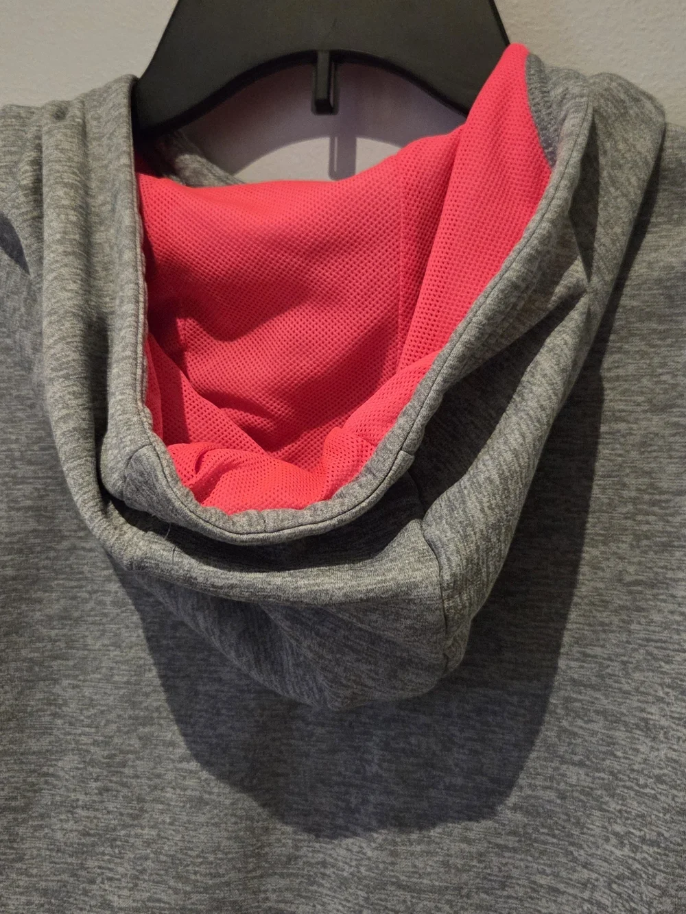 ​Nike Dri-Fit Girls XL Heather Gray Pink Neon Logo Pullover Athletic Hoodie EUC